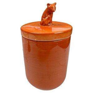 Thresold Fox Canister Orange Rust Fall 7" with lid ceramic kitchen cabin den